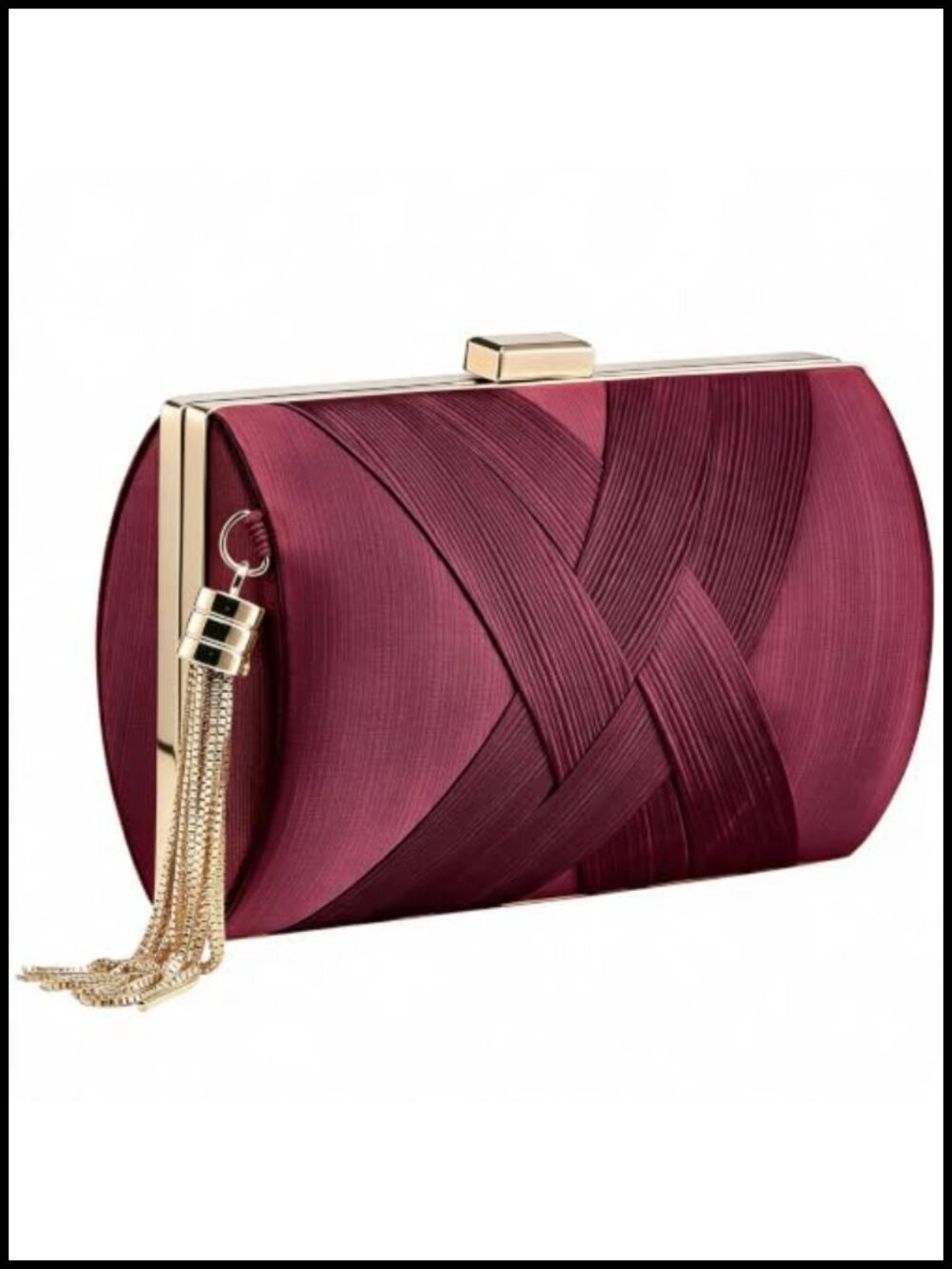 Silk Evening Clutch with Chain Strap Convertible Tassel Bag